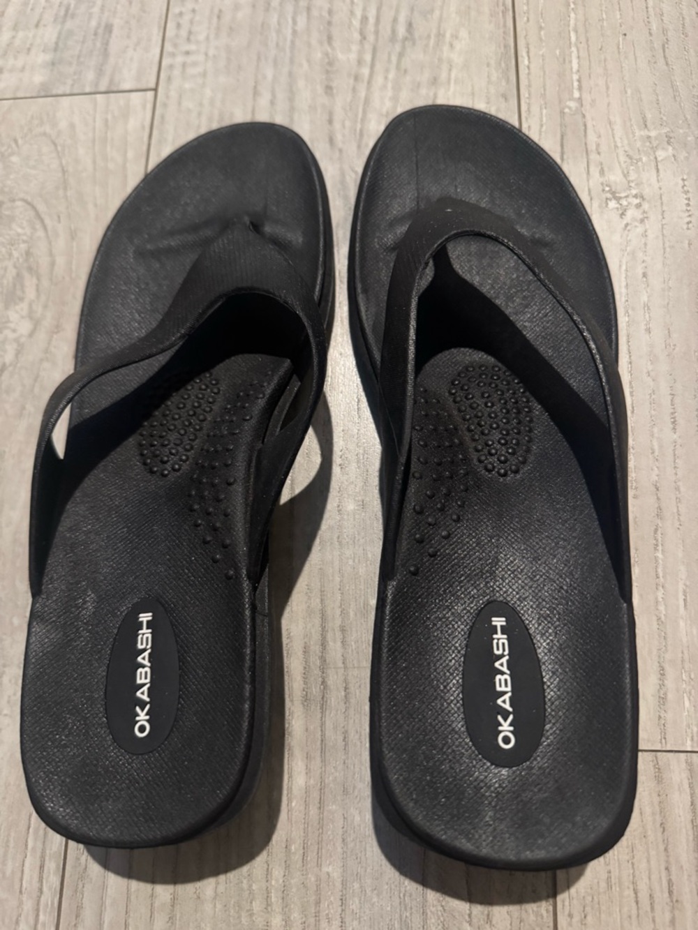 Okabashi Splash Black Women's Wedge Thong Flip Flop Sandals SIZE ML See size pic - Picture 2 of 8